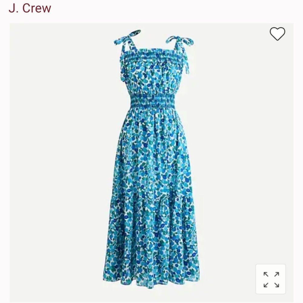 J. Crew Smocked Midi Dress In Blueberry Floral